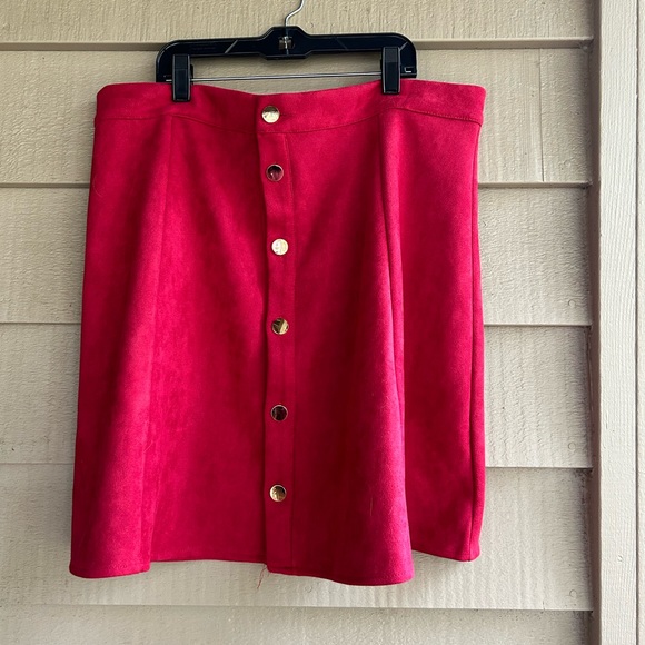 Allegra K skirt red button front with gold buttons plus Sz 2X. - Picture 1 of 4
